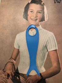 Breien | Vintage blauw breivisje zonder garen | 12 cm - jaren '60