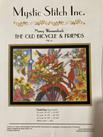 Borduurpatronen | Vogels | Mystic Stich Inc. |  An Old Bicycle - Fiets met rode kardinaal
