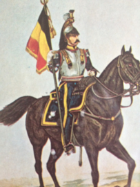 Verzamelkaart leger uniformen nr. 16  | België | Standaarddrager der kurasiers | 1860
