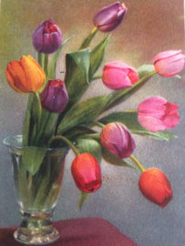 1930 - Vintage prentenkaart | Briefkaart | Postcard "Vaas met tulpen"