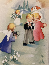 België | Kaarten | Communiekaart | Colorprint Special nr. 1603 | jongetje met drie engeltjes en eentje met een fotocamera