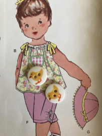 Knopen | Kinderen | Ø 12 mm - Witte knopen met een geel kippetje