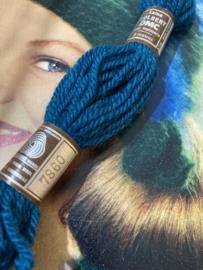 * 7860 Borduurwol BLAUW teal/petrol donker groene gloed | Bruin label - Colbert DMC Tapestry wool