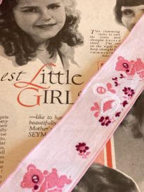 Sierband | Roze | 03,2 cm - Kinderen | Superlief vintage sierband met beertjes, eendjes, bloemen en vlinders
