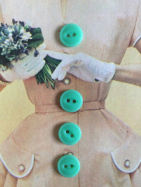 Knopen | Groen | Ø 12 mm - Espolite | zakje met 12 vintage mint groene knopen (twee gaatjes) | jaren '50