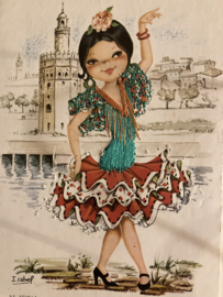 Spanje | Souvenir kaarten Bigeyed | Sevilla | Flamenco danseresje - getekend Isabel