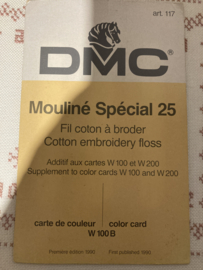 DMC | Borduurgaren  kleurenkaart - Carte de Couleurs | Mouline Special 25 art. 117 - Supplement to color cards W 100 and W 200 (W100B 1st edition (1990)
