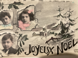 Kerstkaarten | Kinderen | Joyeux Noël - Winterlandschap met foto van kindjes