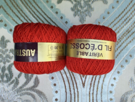 Austral | Rood | 100% getwijnd katoenen haakgaren Austral Fil D'Ecosse - kleur 30 2317 - 50 gram