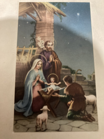 Kerstkaarten | Religie | Joyeux Noël - Jozef en Maria met schaapjes