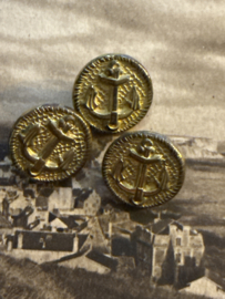 Ø 15 mm - 1.5 cm Goudkleurige drie (3) kunststof vintage kapiteins uniform knoop Anker