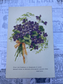Briefkaarten | Bloemen | Viooltjes | Prachtige kaart met Kaapse viooltjes en Franse tekst