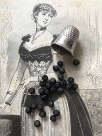 Ø 05 mm | Knopen | Zwart | Antieke stoffen handgemaakte zijden mini knoopjes eind 19e eeuw ca. 1881