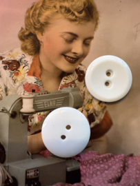 Ø 20 mm - 2 cm | Knopen | Wit | Platte mat gebroken glanzende knoop