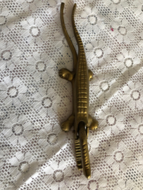 Messing | vintage notenkraker in de vorm van een krokodil  | vintage brass crocodile nutcracker