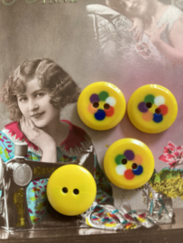 Ø 15 mm | Knopen | Geel |  Geinige vintage blouse knoopjes met patroon