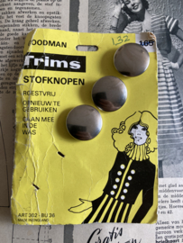 Ø 22 mm | Knopenkaarten | Zilver | TRIMS GOODMAN Stofknopen Vintage kaartje zelfmaak metalen DIY knopen