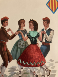 VERKOCHT | Souvenir kaarten Bigeyed | Barcelona | Dansende paartjes - getekend Keqame  - Robert Louis wapen