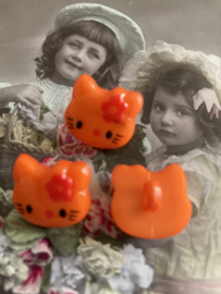 Knopen | Kinderen | Ø 18 mm - oranje knoopjes met een 'Hello Kitty' poesje