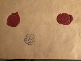 1924 | Praha | Oude bruine papieren enveloppe met lakzegels en stempels