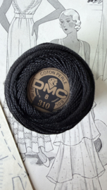DMC | Zwart - art. 116  Perlé getwijnd garen no. 8 kleur 310 - 10 gram  - 87 mtr
