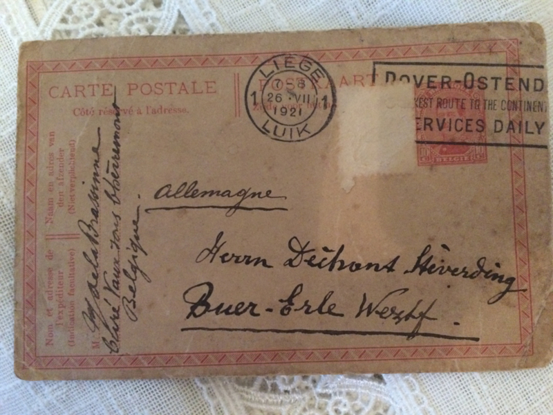 Vermindering compromis bouw 1910 - Briefkaarten | Oude briefkaart "Carte Postale" met  familiegeschiedenis | Oude papieren documenten | Pearls and Roses