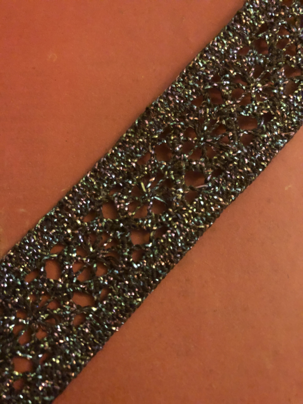 Band | Glitter | Paarse/zwarte ondertoon vintage glitter sierband (2,5 cm)