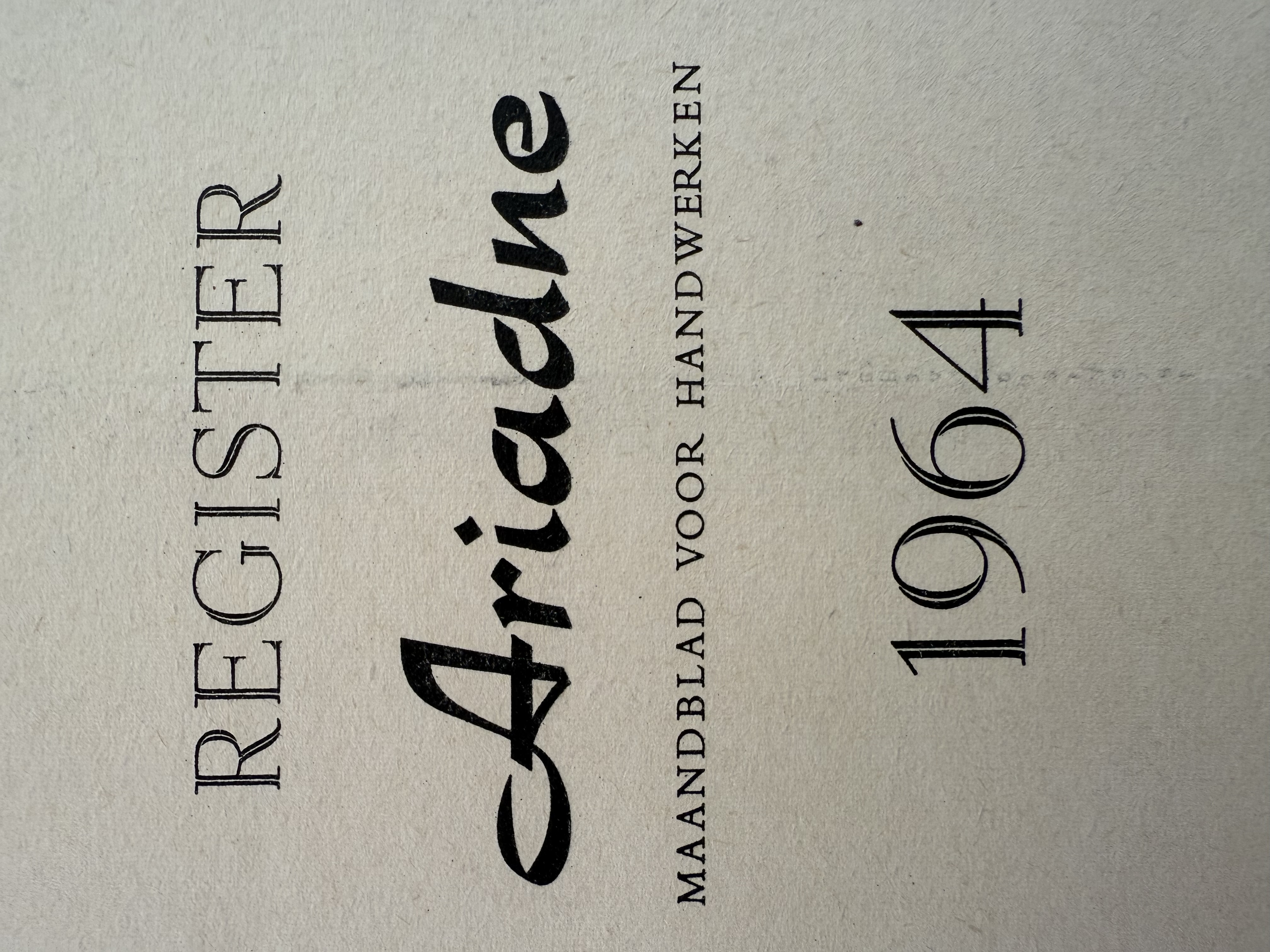Ariadne: maandblad voor handwerken | 1964 REGISTER