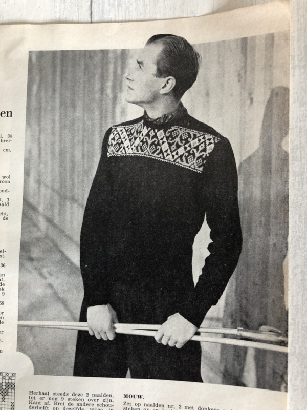 1954 | Breien | Vintage breipatroon herentrui -  wintertrui patroon