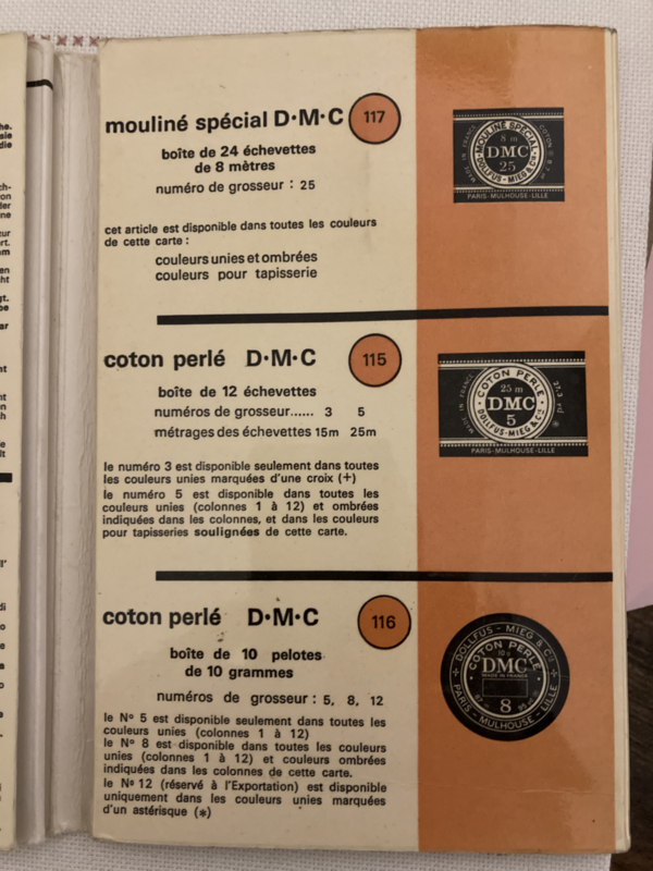 DMC | Borduurgaren  kleurenkaart - Carte de Couleurs | Mouline Special et COTON PERLE art. 115, 116 en 117 - W 100 3me Edition (1975)