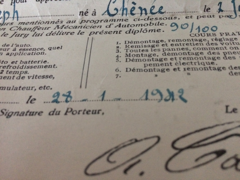 1942 - Vintage diploma automonteur A. Talmasse & Cie. van "Joseph Minet"