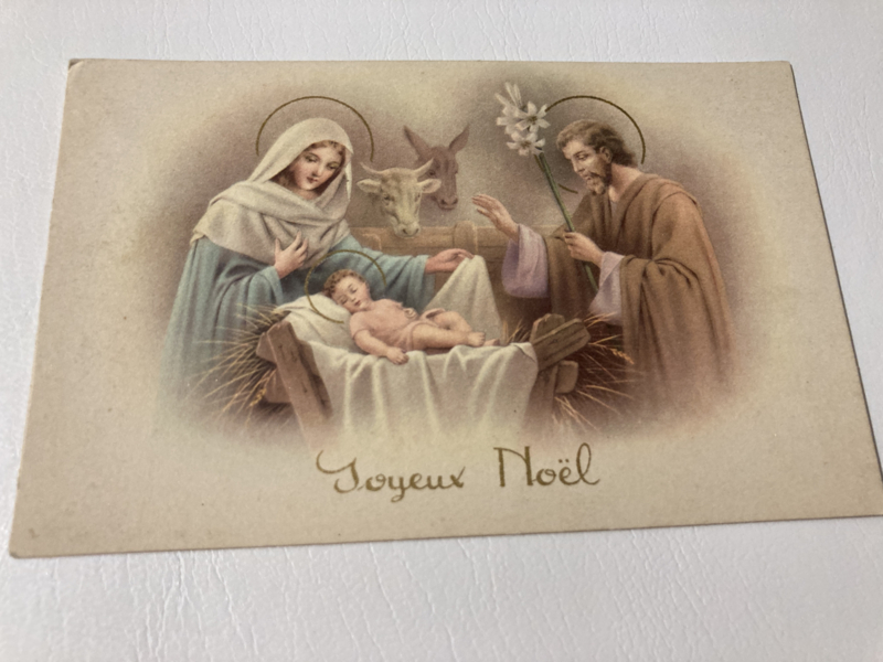 Kerstkaarten Religie Joyeux Noël Prachtige getekende kaart van