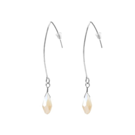 Raindrop Earrings Silver - Cream Beige