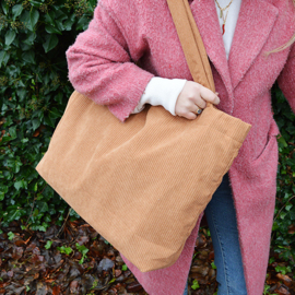 Shopper tas van ribstof groen