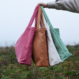 Shopper tas van ribstof groen