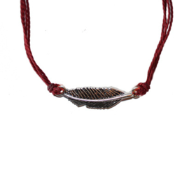 Mix Bracelet Feather - Red Silver