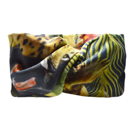 Haarband bandeau velvet blauw jungle print