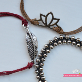 Mix Bracelet Feather - Red Silver