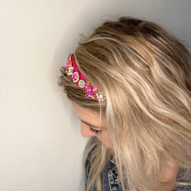Haarband Niene roze met strass stenen