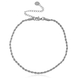 Enkelbandje Lotte gedraaide schakels stainless steel zilverkleurig