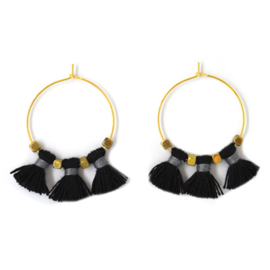 Tassel Hoops Black - Gold