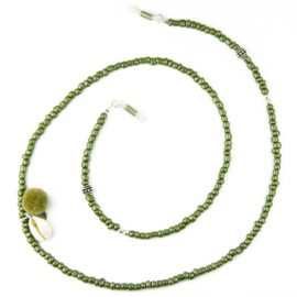 Sunglasses Cord Shell & Pompon - Green