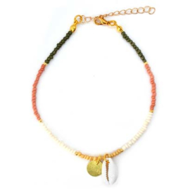 Ankle Strap Mini Beads - Yellow, White, Green & Pink