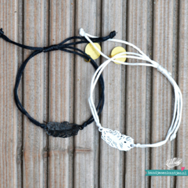 Mix Bracelet Satin Feather - White