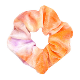 Scrunchie velvet oranje, roze, lila en rood