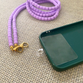 Telefoonkoord effen beige met kraaltjes