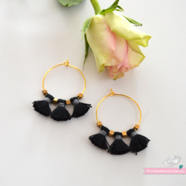 Tassel Hoops Black - Gold