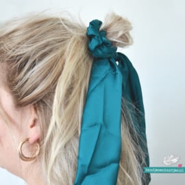 Scrunchie met lint - zwart