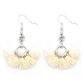 Mini Tassel Earrings Silver - Off White