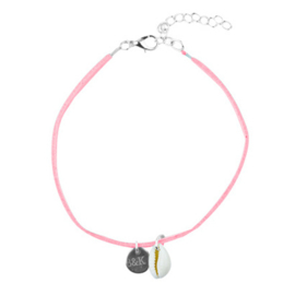 Anklet Strap Girls Suède - Pink & Shell